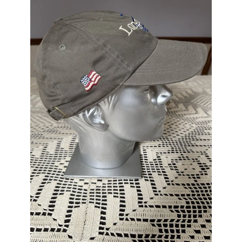 Head Vintage Cap Longaberger Baseball Hat Olive Green‎ Adult With American Flag